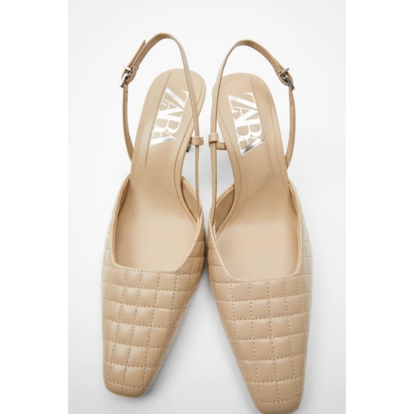 NWOT ZARA Quilted Slingback Leather Heel-7.5 - Picture 2 of 12